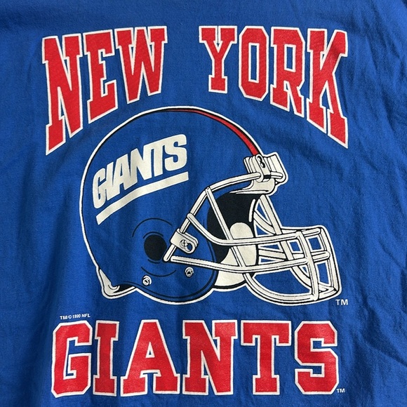 New York Giants NFL Vintage 90s Blue Graphic Tee - Waves Size Large - Picture 5 of 8